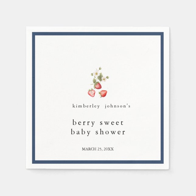 Berry Sweet Strawberry Girl Babydusche Serviette (Vorderseite)