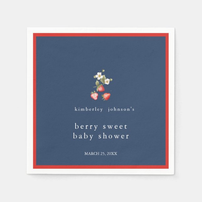 Berry Sweet Strawberry Girl Babydusche Serviette (Vorderseite)