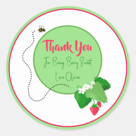 Berry Sweet Strawberry Green 1. Geburtstagsmädchen Runder Aufkleber