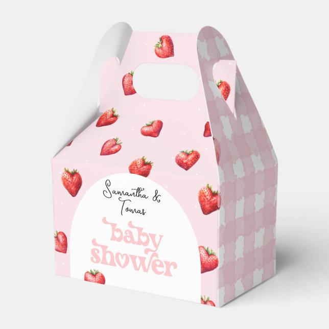 Berry Sweet Strawberry Heart Girl Baby Dusche Geschenkschachtel (Vorderseite)