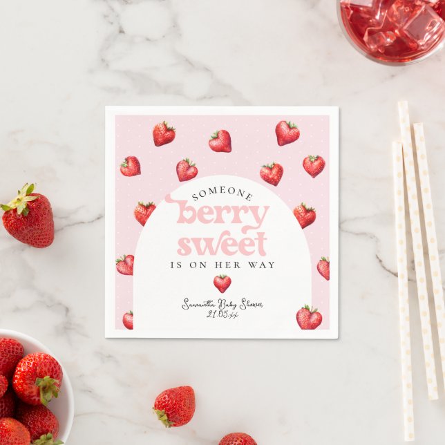 Berry Sweet Strawberry Heart Girl Baby Dusche Serviette (Beispiel)