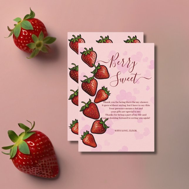 Berry Sweet Strawberry Hearts Baby Shower Dankeskarte (Von Creator hochgeladen)