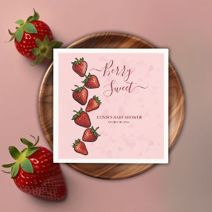 Berry Sweet Strawberry Hearts Baby Shower Serviette