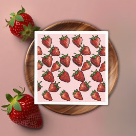 Berry Sweet Strawberry Hearts Baby Shower Serviette
