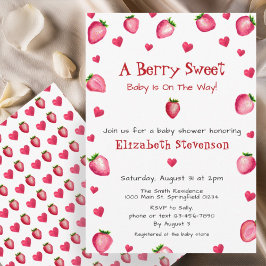 Berry Sweet Strawberry Hearts Unisex Baby Shower Einladung