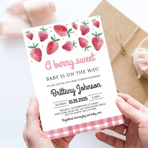 Berry Sweet Strawberry Mädchen Baby Shower Einladu Einladung