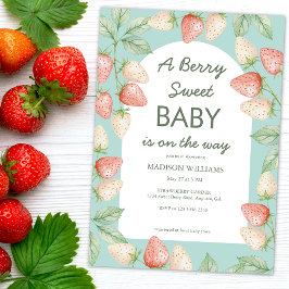 Berry Sweet Strawberry Mint Green Baby Dusche Einladung