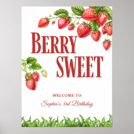 Berry Sweet Strawberry Party Begrüßungszeichen Poster