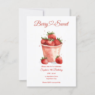 Berry Sweet Strawberry Party Einladung