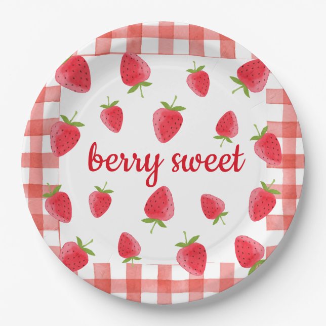 Berry Sweet Strawberry Party Napkin Pappteller (Vorderseite)