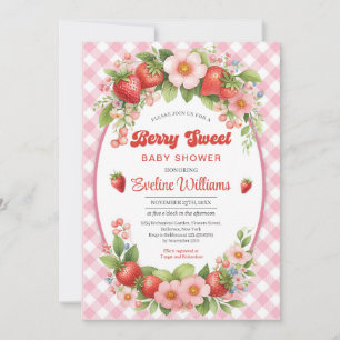 Berry Sweet Strawberry Pink Baby Dusche Einladung