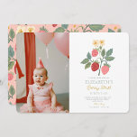 Berry Sweet Strawberry Pink Berry Erster Geburtsta Einladung<br><div class="desc">Berry Sweet Strawberry Pink Berry Erster Geburtstag</div>