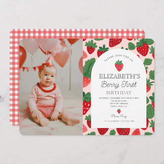 Berry Sweet Strawberry Pink Berry Erster Geburtsta Einladung