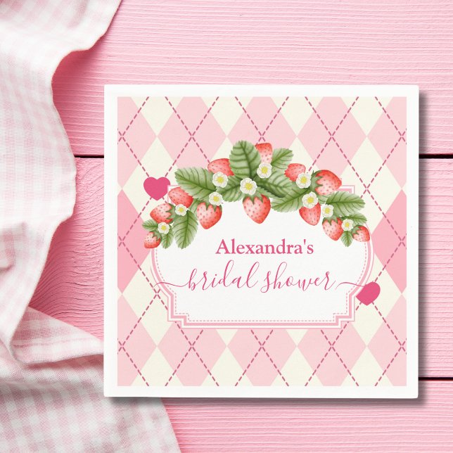 Berry Sweet Strawberry Pink Brautparty Serviette (Von Creator hochgeladen)