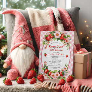 Berry Sweet Strawberry Pink Florales Babyshower Einladung