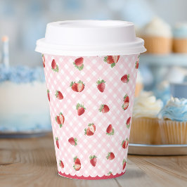Berry Sweet-Strawberry Pink Gingham Pappbecher