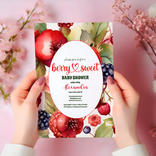Berry Sweet Strawberry Red Blue Baby Dusche Einladung