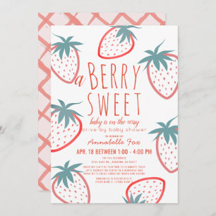 Berry Sweet Strawberry Red Drive-by Baby Shower Einladung