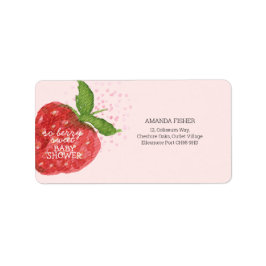 Berry Sweet Strawberry Red Pink Baby Dusche Adressaufkleber