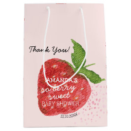 Berry Sweet Strawberry Red Pink Baby Dusche Mittlere Geschenktüte
