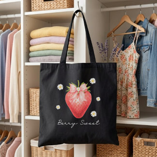 Berry Sweet Strawberry Schwarze Tragetasche