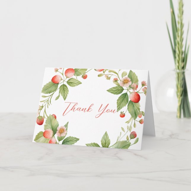 Berry Sweet Strawberry Shower Danke, Card Dankeskarte (Vorderseite)