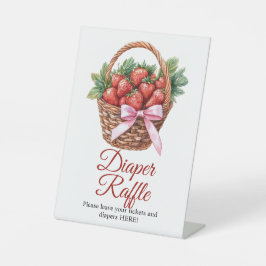 Berry Sweet Strawberry Shower Diaper Raffle Sign Sockelschild