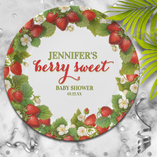 Berry Sweet Strawberry Thema Babydusche Pappteller
