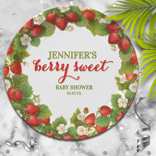 Berry Sweet Strawberry Thema Babydusche Pappteller (Von Creator hochgeladen)