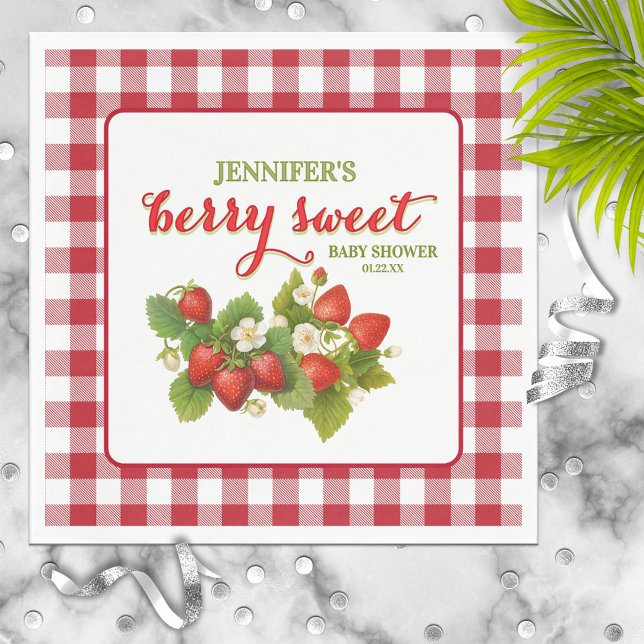 Berry Sweet Strawberry Thema Babydusche Serviette (Von Creator hochgeladen)