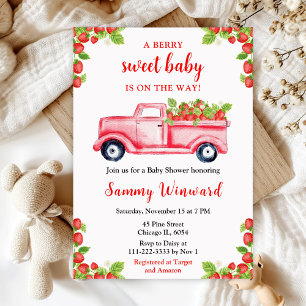 Berry Sweet Strawberry Truck Baby Shower Einladung