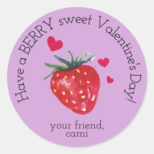 Berry Sweet Strawberry Valentine Sticker (Vorderseite)