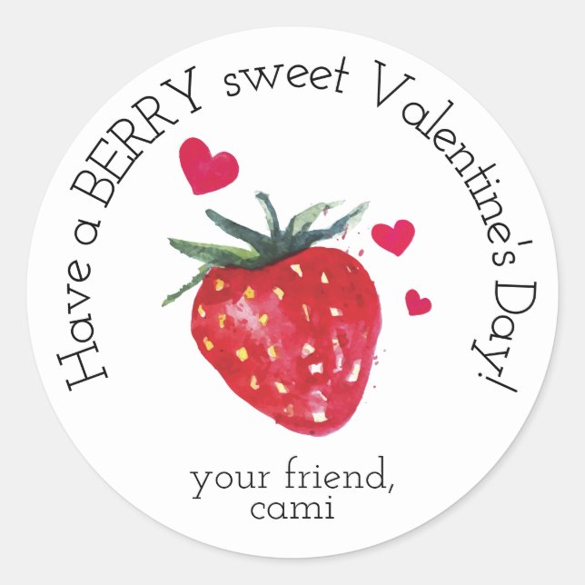 Berry Sweet Strawberry Valentine Sticker (Vorderseite)