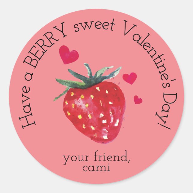 Berry Sweet Strawberry Valentine Sticker (Vorderseite)