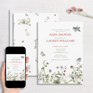 Berry Sweet Strawberry Watercolor Babydusche Einladung