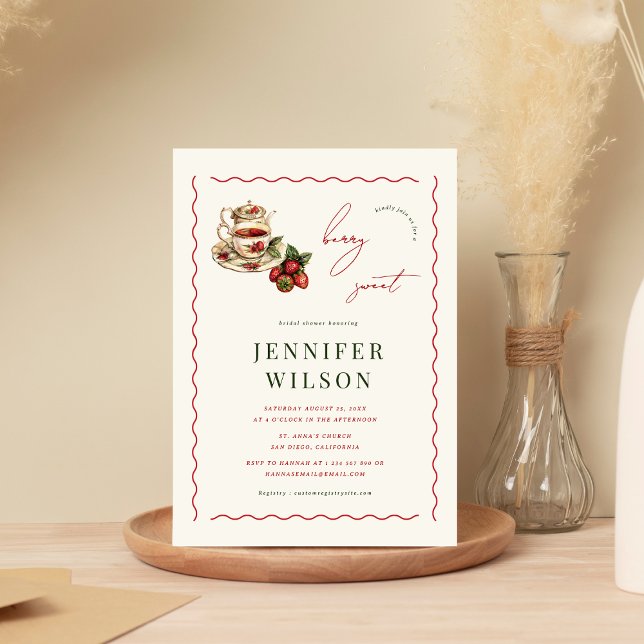 Berry Sweet Tea Party Strawberry Brautparty Einladung (Von Creator hochgeladen)