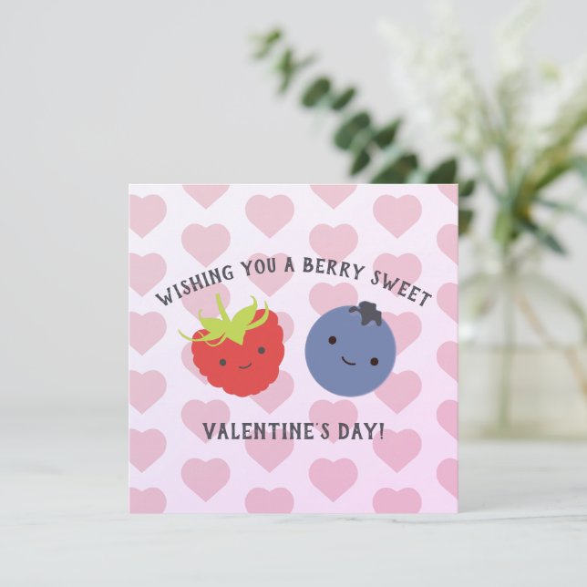 Berry Sweet Valentine's Day Berries Karte (Stehend Vorderseite)