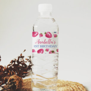 Berry Sweet Water Flasche Etikett Strawberry Birth