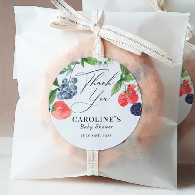 Berry Sweet Watercolor Berry Baby Shower Gefallen Runder Aufkleber (Von Creator hochgeladen)