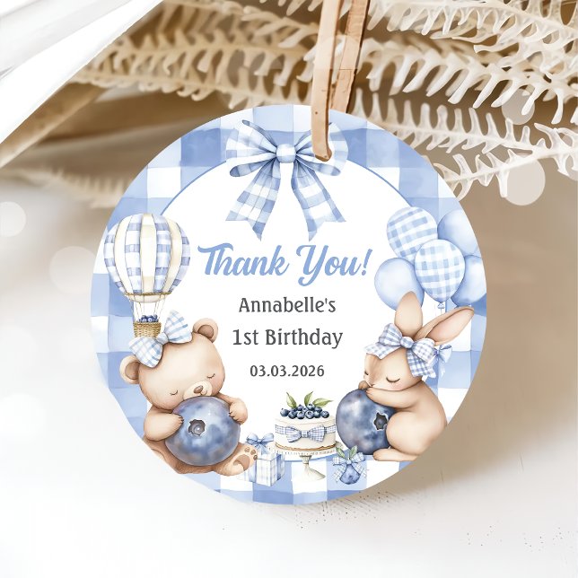 Berry Sweet Watercolor Blueberry Birthday Party Geschenkanhänger (Von Creator hochgeladen)