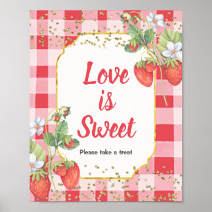 Berry Sweet Watercolor Liebe ist Sweet Sign Poster