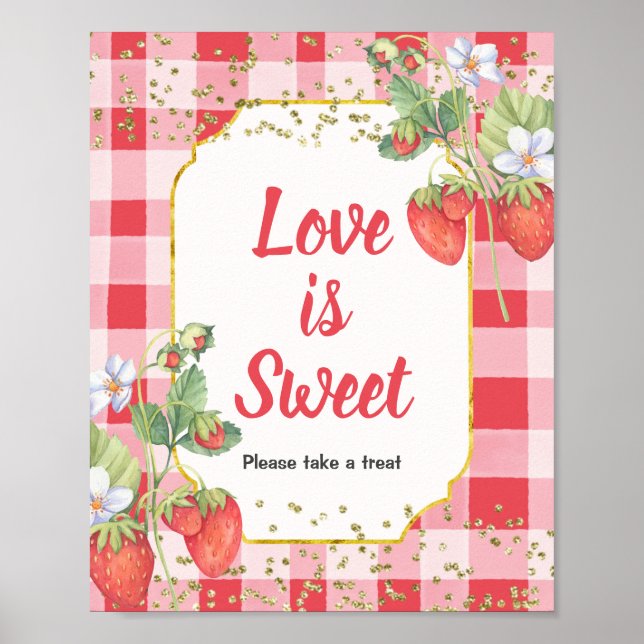 Berry Sweet Watercolor Liebe ist Sweet Sign Poster (Vorne)
