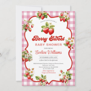 Berry Sweet Watercolor Strawberry Babydusche Einladung
