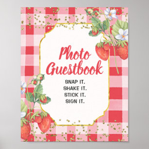 Berry Sweet Watercolor Strawberry Foto Gästebuch