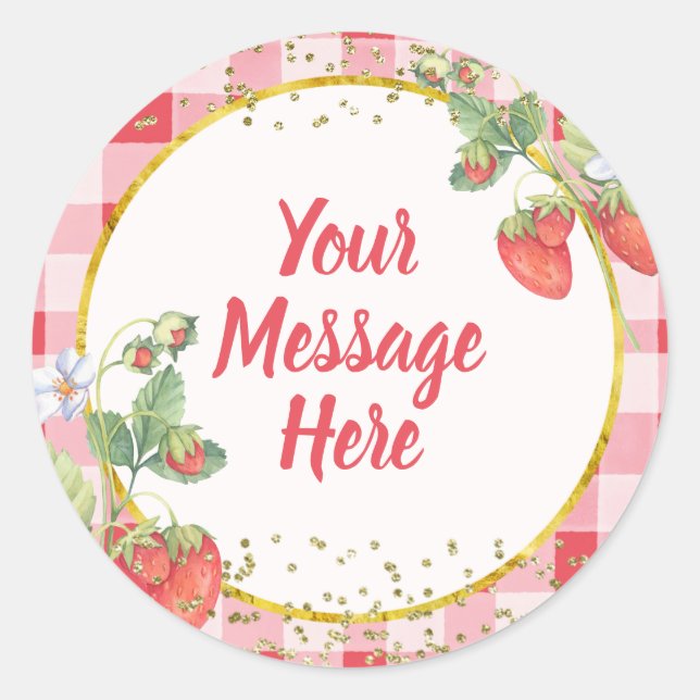 Berry Sweet Watercolor Strawberry Message Sticker (Vorderseite)
