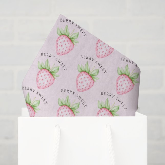 Berry Sweet Watercolor Strawberry Pink Baby Shower Seidenpapier (Geschenktüte)