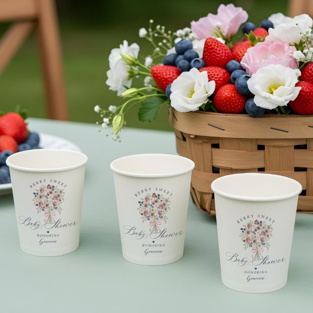 Berry Sweet Wild Berry Floral Bouquet Baby Shower Pappbecher (Berry Sweet Wild Berry Floral Bouquet Baby Shower Paper Cups)