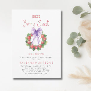Berry Sweet Wreath Erdbeer-Schleife Baby Shower Einladung