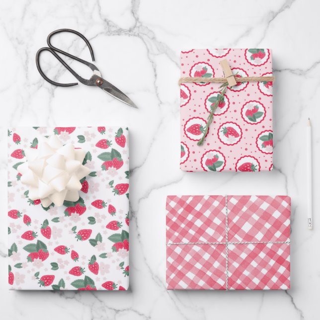 Berry Theme Birthday oder Baby Shower Geschenkwrap Geschenkpapier Set (Vorderseite)