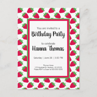 Berry Themed Strawberry Birthday Party Einladungspostkarte